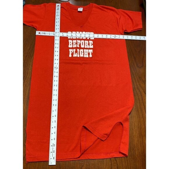 Vintage Remove Before Flight Long Length Sleep Shirt Single Stitch Size L Red - Picture 9 of 10